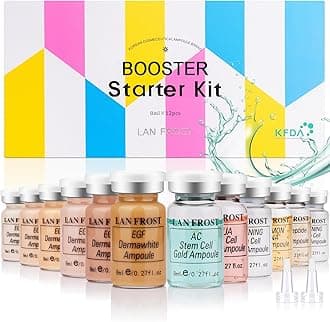 BB Facial Glow Starter Kit Hydration Serum Foundation Skincare Mix 0.27oz Hydration Ampoule and Essence Foundation 12 Vials Glow Pigment Skincare Kit (Multicolor)