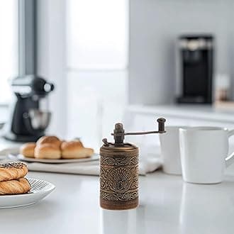 LaModaHome Copper Manual Hand Grinder Mill for Turkish Greek Arabic Coffee Beans & Spice Pepper Salt, Brass