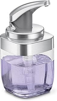 simplehuman BT1081 444ml Square Push Pump Liquid Soap Dispenser, Effortless Dispensing, Precision Lever, Easy to Refill, Brushed Nickel