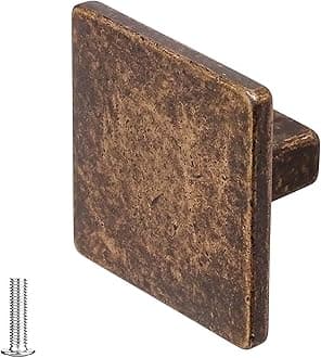 Decoranddecor Calla Square Cabinet Knob Door Pull Handle Kitchen Cupboard Furniture Drawer (1 Pack, Antique Copper)