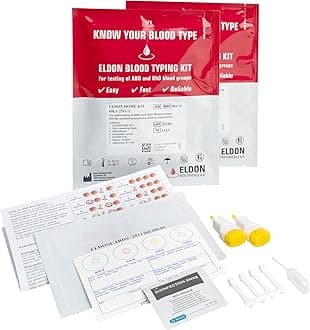 Eldoncard Blood Typing Kit, 2 Test Pack, Know Your Blood Type, Accurate Instant Home Testing, Determine A, O, B, RHS-D Negative & Positive Groups, Home Health Tests, Complete Health Testing Kit