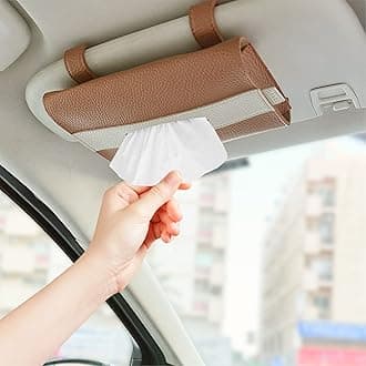 LEART Car Tissue Holder Leather – Visor Tissue Box Holder for Car | Tissue Box for Car | Car Accessories Interior | Car Tissue Box | Visor Tissue Box Holder (Caramel Visor)