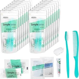 Hygiene Kit Bulk, Individually Packed, Travel Hygiene Kit With Toothbrush, Toothpaste, Comb, Shampoo, Shower Gel, Shower Cap And Soap, Suitable For Hotel, Home, Camping, Travel (12 pcs)