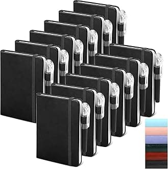 Small Notebook College Ruled 12 Pack (Black) 3.7x5.7 in Pocket Notebook Bulk Journaling Notebooks Mini Hardcover Lined Note Pads with Pens for Work Business Travel and Office Supplies