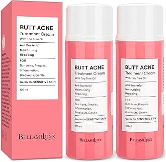 Butt Acne Clearing Treatment: with 2% Salicylic Acid and Tea Tree Oil, Effective Body Acne Treatment and Folliculitis Treatment, Butt Acne Cream for Reduce Body Acne (2 PACK)