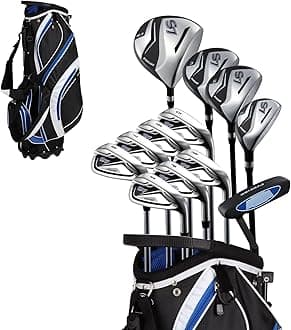 S7 Men's 18-Piece Complete Golf Club Set – Titanium Driver, Fairway Woods, Hybrid, 5-SW Irons, Putter & Stand Bag, Right Handed