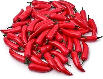 Fake Chili Pepper, Millet Pepper Simulation Lifelike Hot Chili for Home Kitchen Party Pub Decoration Cabinet Ornament 50 pcs Red
