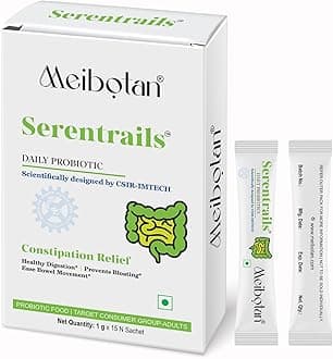 - Serentrails ​Sachet India First ​45 Billion Probiotic Blend Formulation designed by CSIR-IMTECH ​for Healthy digestion & IBS 1gm X 15 Sachet Orange Flavour (Men & Women)