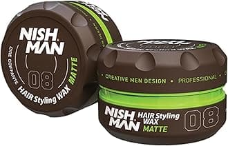 NISHMAN Hair Wax for Men, MATTE Finish - 150 ml, Vanilla Scent | Edge Control | Ultra High Strong Hold | Men's Hair Gel