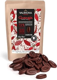 Valrhona Premium French Baking Dark Chocolate Discs (Feves). Classic GUANAJA 70% Cacao. Easy Melt. Easy to chop. Intense & Smooth with Bitter Notes. Sauces, Cakes, Mousses, Frostings 250g (Pack of 1)