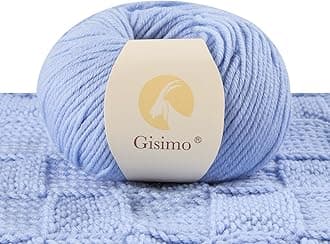 100% Merino Wool Yarn, 6-Ply Luxurious and Soft Yarn for Hand Knitting & Crocheting, 1.76 OZ/50g, 127 yds/116 Meters (Baby Blue, 1 Ball)