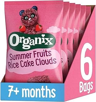 Organix Summer Fruits Rice Cake Clouds, Baby Rice Cakes Snack, Finger Food, 7+ Months, 40 g (Pack of 6)