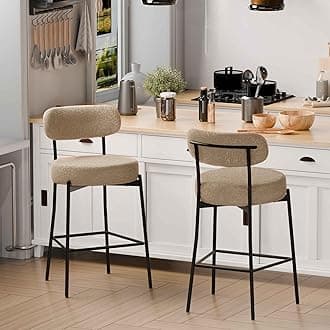 DYHOME Bar Stools Set of 2, Modern 28 Inches Counter Height Bar Stools,Tall Upholstered Barstools with Back & Footrest Metal Legs, Stools for Kitchen Island, Counter, Cafes, Dining Room