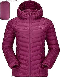 Women's Down Jacket Hooded Winter Light Weight Short Puffer Coats Packable Warm Windproof Ladies Parka