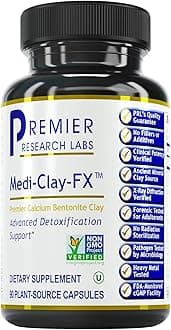 Premier Research Labs Medi-Clay-FX: Bentonite Clay Capsules for Detoxification | Food Grade Smectite Supplement | Absorb Toxins, Supports Cellular Health and Mold Detox - 90 Capsules