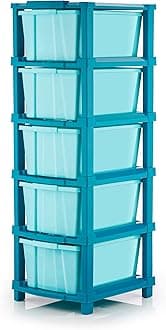 PALAK 5-XL Drawer Multipurpose Drawer Plastic Modular Chest Storage Organizer Home, Office, Parlor, School, Doctors, Home & Kids(Dimension-28cmx35cmx87cm) (Ocean Blue)