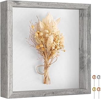 Califortree 8x8 Shadow Box Picture Frame - Memory Box Display Case for Memorabilia Flower Awards Medals Wedding Photos and Keepsake, Gray