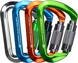 SEPEAK UIAA 30kN Climbing Carabiner Clips, Professional Heavy Duty Twist Locking Carabiners for Climbing,Mountaineering, Rappelling, Camping, Hiking, Swings, Large D Ring Hooks