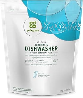 Grab Green Natural Automatic Dishwashing Detergent Pods, Fragrance Free, 60 Loads