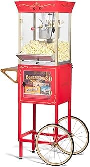 Nostalgia Popcorn Maker Professional Cart, 10 Oz Kettle Makes Up to 40 Cups, ...