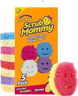 Scrub Mommy Kitchen Sponges for Dishes & Wiping Spills - Dual-Sided Dish Scrubber Sponge for Cleaning - Multi-Colored Bulk Pack - Stain & Odor Resistant (5 Count)