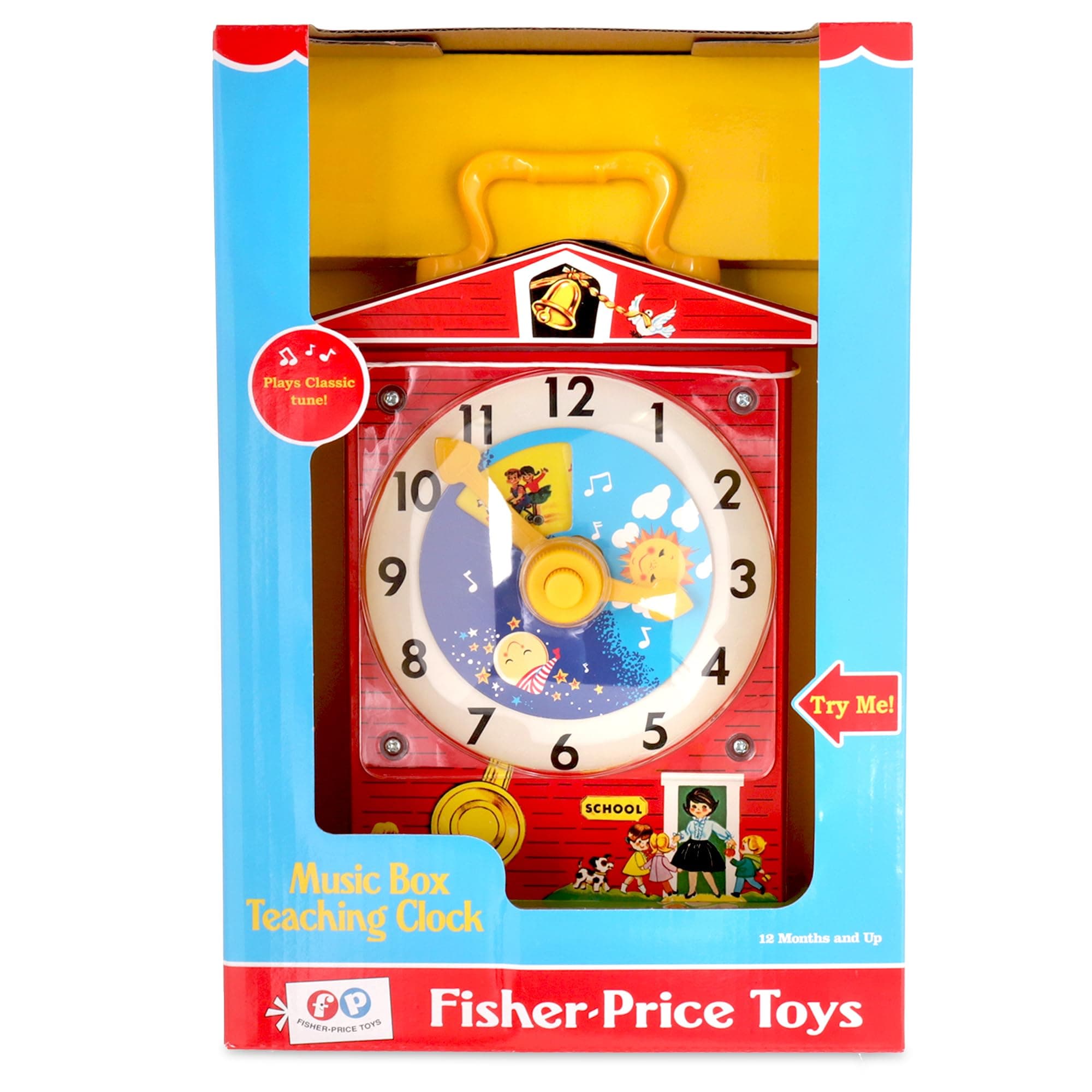 Basic Fun Fisher-Price Classics | Music Box Teaching Clock | Baby Musical Toy, Baby Interactive Toy, Classic Toy with Retro Style Packaging, Pretend Play Toys for Boys Girls Ages 18 Months 1698