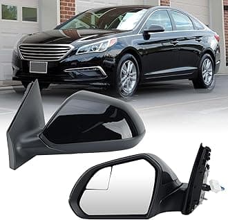 Left Driver Side Mirror Compatible with Hyundai Sonata 2015 2016 2017 2018 2019 Power Glass Manual Folding Heated with Blind Spot Detection 5 Pins Replace HY1320203 | 87610-C2000 (Black)