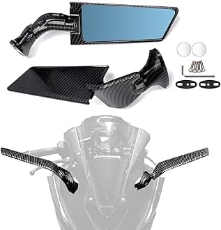 XINGWU Motorcycle Mirrors Adjustable Rotating Stealth Mirrors Rearview Mirrors Carbon Fiber Style for CBR300R CBR500R CBR600RR CBR1000RR Ninja 300 400 650 ZX10R GSXR 600 750 Side Wing Mirrors (Blue)