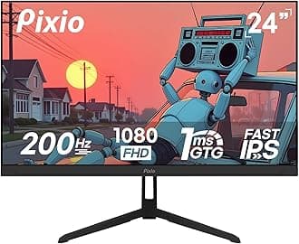 Pixio PX248 Wave 24 inch 200Hz Refresh Rate FHD 1080p Resolution Fast IPS Panel 1ms GTG Response Time Built-in Speakers Gaming Monitor with Adaptive Sync