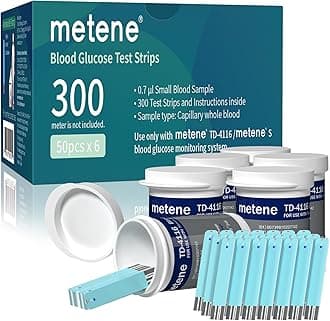 TD-4116 Blood Glucose Test Strips, 300 Count Test Strips for Diabetes, Use with metene TD-4116 and metene S Blood Glucose Monitor Only(No Monitor)
