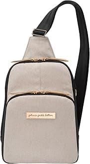 Petunia Pickle Bottom Criss-Cross Sling Bag - Sling Bag for Women and Men - Adjustable Straps to Custom-Fit - Sand/Black