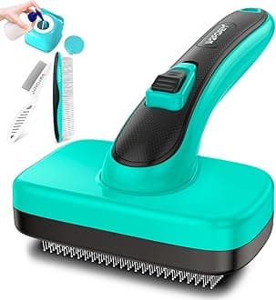 Dog Brush for Shedding Short Long Haired Cats, 4 in 1 Pet Grooming Kit for Small Medium & Large Animals. Removes Loose Fur, Mats, Tangled. Easy Cleaning. Undercoat Rake + Bath Brush Included