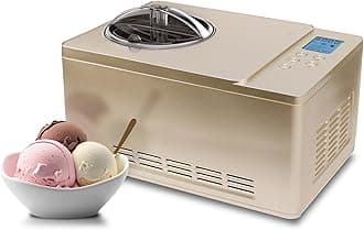 Whynter Ice Cream Maker Machine & Yogurt Automatic 2 Qt. with Built-in Compressor, LCD Digital Display & Timer, No Pre-Freezing, ICM-220CGY, Champagne Gold