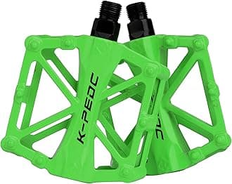 Aluminium CNC Bike Pedals 9/16", Lightweight Mountain Road Bike Pedal with 16 Anti-Skid Pins Bicycle Pedals for MTB BMX