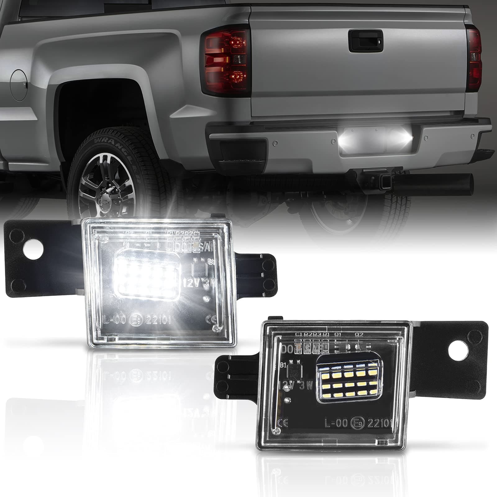 LED License Plate Light for 2014-2023 Silverado/Sierra 1500 2500HD 3500HD