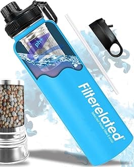 Filterelated 30oz Stainless Steel Portable Alkaline Filter Water Bottle, Creates Up To 9+ Ph Of Quality Water, Sports Travel Water Bottle, Removes Water Impurities