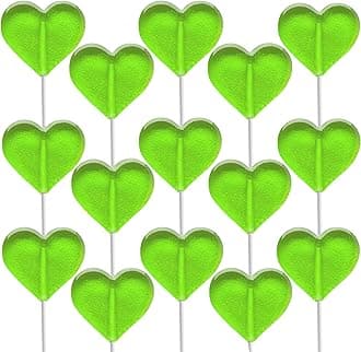 Lollipops Mini Heart Shaped 30 Lollipops, Green Apple Flavored Delicious Lollipop, Individually Wrapped, 5g Lollipop