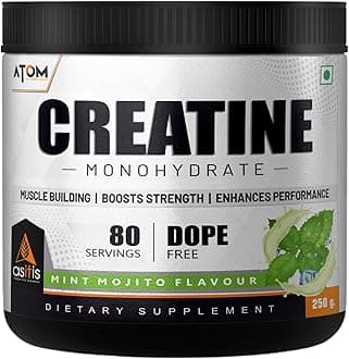 AS-IT-IS ATOM Creatine Monohydrate 250g - 80 Servings | Dope Free | Enhances Performance | Promotes Muscle Gains | Mint mojito Flavour