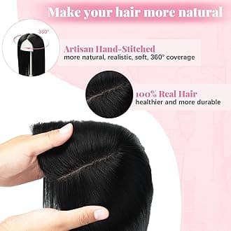 Hair Toppers for Women Real Human Hair, Hair Pieces for Women with Thinning 6x7inch Large Base 360° Cover 12inch Add Volume 55g(#1Toppers-12inch)