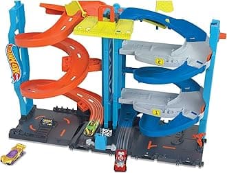 City Transforming Race Tower Playset, Track Set with 1 Toy Car