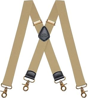 DresimeMens Braces for Trousers with Strong 4 Hook-Clips, Vintage Suspenders Braces for Men & Women Heavy Duty Elastic Adjustable X Shape