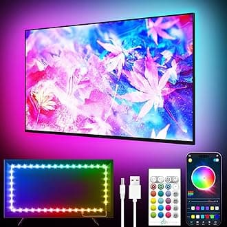 GIPOYENT TV Light Strip, Music Sync LED TV Backlights, for 32-50 Inch TV, LED TV Light with Bluetooth Function - RGB Color Changing Light Strip for Home Theater (9.8ft)