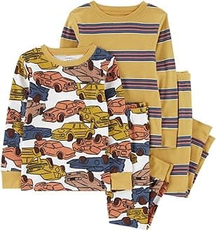 Carter's 4 Piece Pajama Set (Multi Stripe Cars, 18 Months)