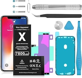 Battery for iPhone X, (2025 New Upgrade) 7800mAh Replacement Battery Compatible with iPhone X Model A1865, A1901, A1902, A1903 with Repair Tool Kit