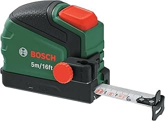 Bosch Tape Measure 5m/16ft with Pencil Clip (Auto Lock; Nylon-Coated Tape; 22mm Tape Width; 2m Standout; Metric/Imperial Scale; High Accuracy; Metal Belt Clip; Softgrip)
