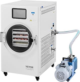 VEVOR Vacuum Freeze Dryer Machine, 8.8-13.2 LBS/Batch Food Freeze Drying Machine with 4-Layer Trays, Vacuum Pump, Adjustable Timer and Temperature Control, for Fruits Vegetables Meat, White