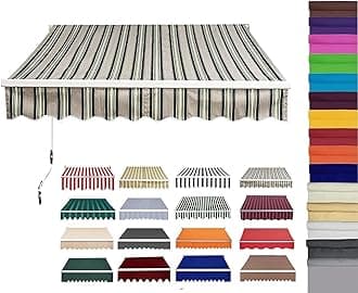 Retractable Patio Awning Replacement Fabric (Without Frame) Waterproof Shade Sun Shade Awning Cover Outdoor Patio Canopy Sunsetter Deck Awnings Polyester(E,(18x12ft) 5.5x3.65m)