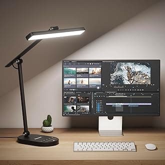 LED Desk Lamp for Home Office - H4 Sunturalux™ Eye-Caring Desk Light, 14W Dimmable Table Lamp with 3 Color Modes, 5 Brightness Levels, Auto-Dimming, Timer, Touch Control Reading Lamp