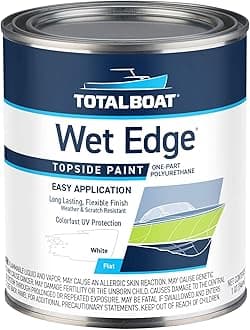 Wet Edge Topside Marine Paint Premium Polyurethane Coating for Boats, RVs, Exterior Trim, Fiberglass, Metal, and Wood (Flat White, Quart)
