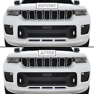 SlickMod Chrome Delete Blackout Vinyl Overlay for 2021-2023 Jeep Grand Cherokee L Grill Trim (3. Overland Lower Grill Trim, Matte Black)